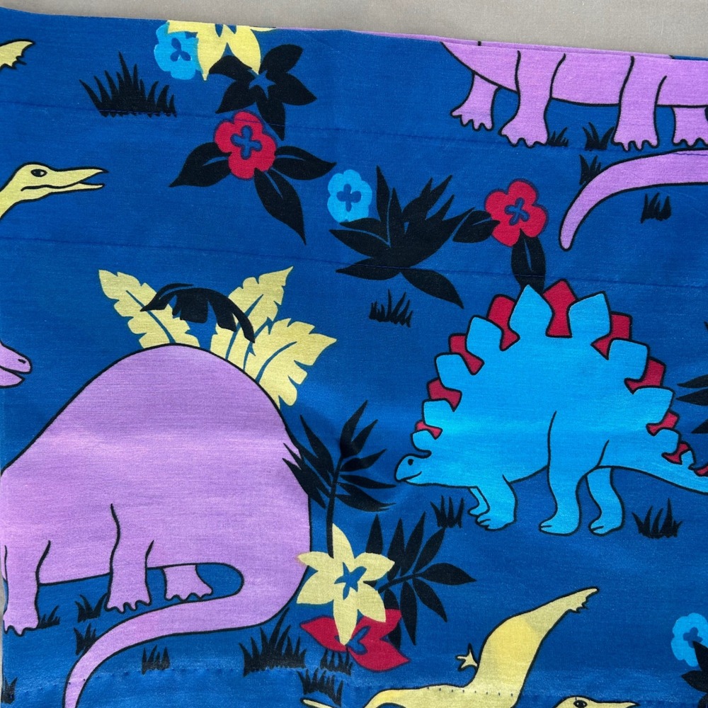 Dinosaur Window Valance Kids Blue Multicolor Novelty Print Retro Kidcore
